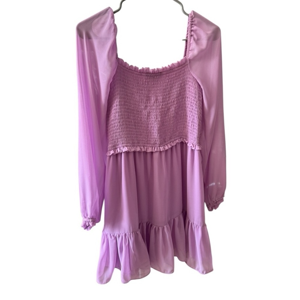 1.State‎ Chiffon Smocked Mini Dress Violet Tulle - Picture 8 of 8